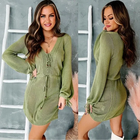 saints + secrets | Dresses | Saints Secrets Hidden Feelings Knit Drawstring  Waist Dress | Poshmark